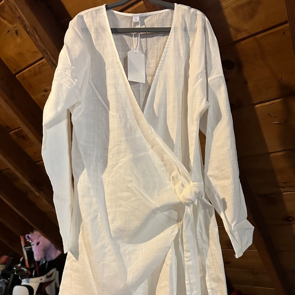 Linen wrap dress/cover-up